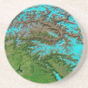 Abstract Aqua Blue Sandstone Coaster