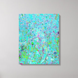 Abstract Aqua Green and Purple Coneflower Garden Canvas Print