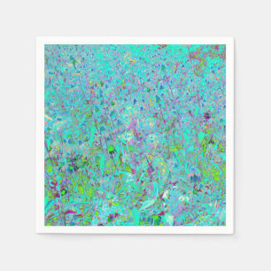 Abstract Aqua Green and Purple Coneflower Garden Napkin