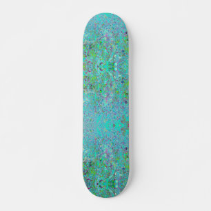 Abstract Aqua Green and Purple Coneflower Garden Skateboard