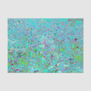 Abstract Aqua Green and Purple Coneflower Garden Tissue Paper