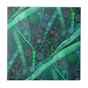 Abstract Aqua Green Purple Retro Circle Mosaic Tile