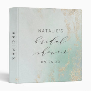 Abstract Aqua Ombre Fade with Frosted Gold Glitter Binder