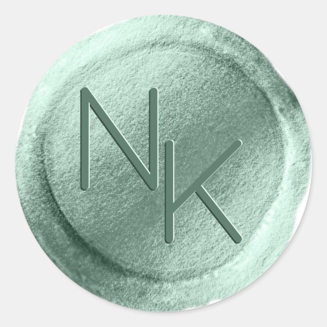 Abstract Aqua Ombre Fade with Frosted Gold Glitter Classic Round Sticker (Front)