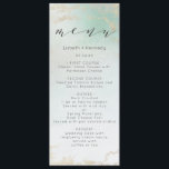 Abstract Aqua Ombre Fade with Frosted Gold Glitter Menu<br><div class="desc">Ombre Teal Aqua Frosted Foil Watercolor Wedding Design with hand painted watercolor wash fading Mint Green to white background texture. A Chic and Modern Look for a spring or summer wedding, with soft pastel colour palette : Teal, Aqua, Mint and gold faux foil veins and details, and a modern trendy...</div>