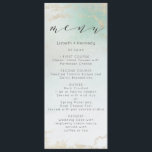 Abstract Aqua Ombre Fade with Frosted Gold Glitter Menu<br><div class="desc">Ombre Teal Aqua Frosted Foil Watercolor Wedding Design with hand painted watercolor wash fading Mint Green to white background texture. A Chic and Modern Look for a spring or summer wedding, with soft pastel colour palette : Teal, Aqua, Mint and gold faux foil veins and details, and a modern trendy...</div>