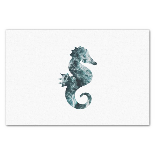 Abstract aqua seahorse tissue paper (Front)