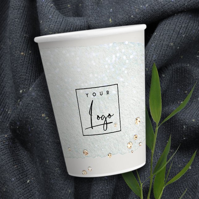 Abstract Aqua Silver Brush Stoke Watercolor Logo Paper Cups (Creator Uploaded)