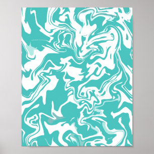 Abstract Aqua Swirl Design Poster