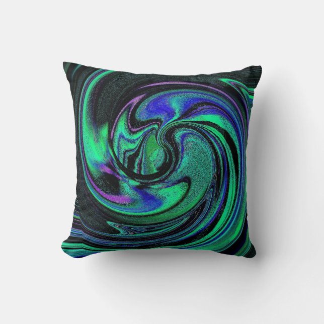 Abstract Aqua Swirls Throw Pillow (Front)