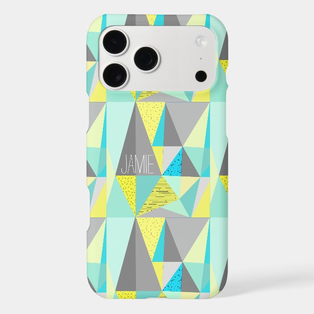 Abstract Aqua Yellow Grey Geometric Personalized (Back)