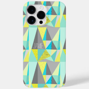 Abstract Aqua Yellow Grey Geometric Personalized Case-Mate iPhone 14 Pro Max Case