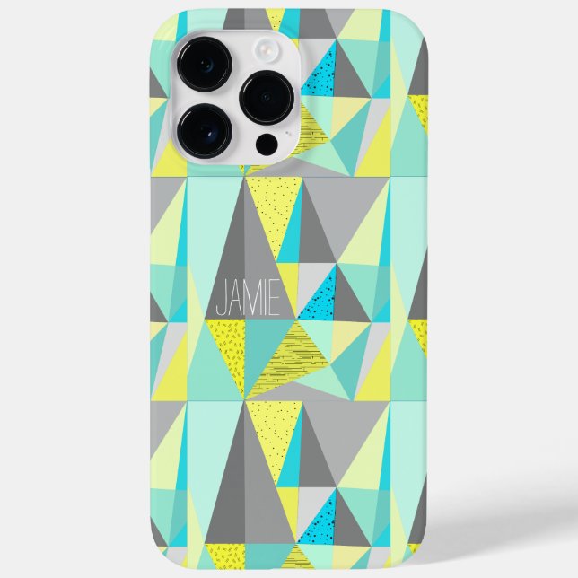 Abstract Aqua Yellow Grey Geometric Personalized Case-Mate iPhone Case (Back)