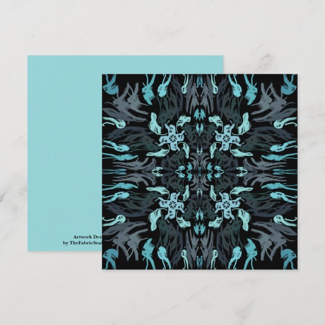 Abstract Aquatic Shaded Repeating Pattern Swirls Card (Front/Back)