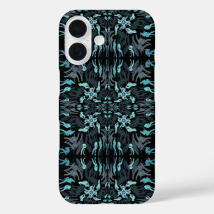 Abstract Aquatic Shaded Repeating Pattern Swirls iPhone 16 Case