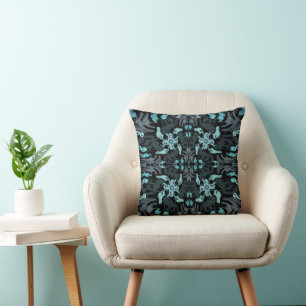 Abstract Aquatic Shaded Repeating Pattern Swirls Throw Pillow