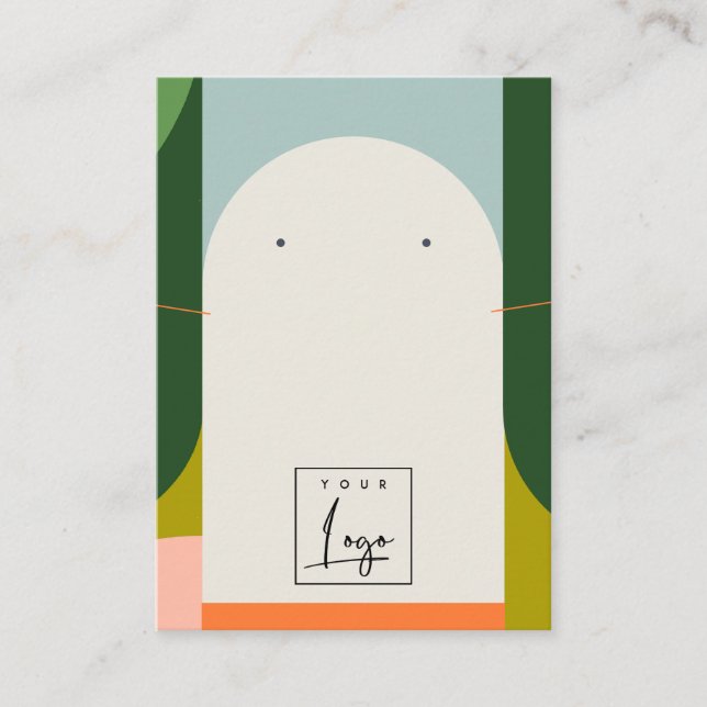 Abstract Arch Retro Colourful Logo Necklace Earrin Business Card (Front)