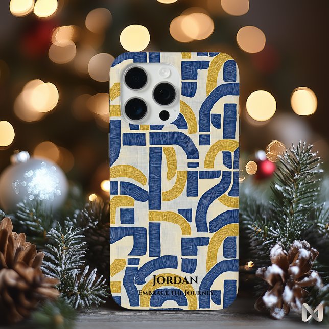 Abstract Arched Maze – Blue and Gold Elegance Case-Mate iPhone Case (Creator Uploaded)