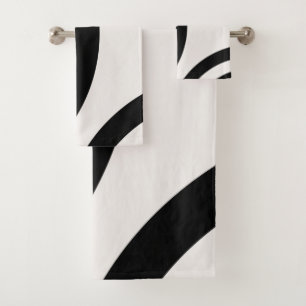 Abstract Arches Modern Black And White Lines Bath Towel Set