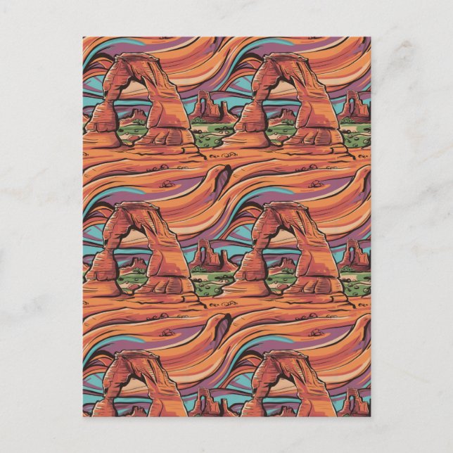 Abstract Arches National Park Pattern Holiday Postcard (Front)
