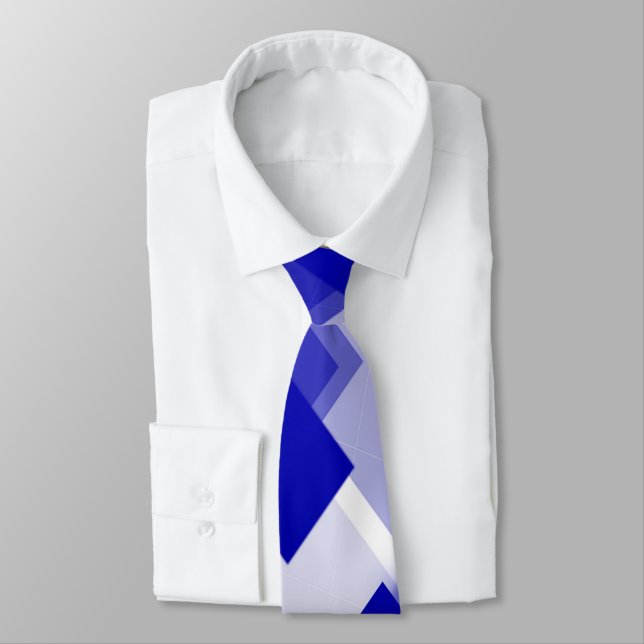 Abstract argyle blue white custom tie (Tied)