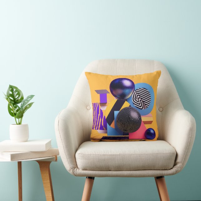 Abstract arrangement with colorful spheres throw pillow (Chair)