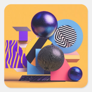 Abstract arrangement with colourful spheres square sticker