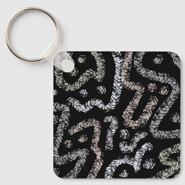 Abstract Arrow Grunge Pattern And Soft Pastels Keychain (Front)