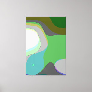 Abstract Art 303 - Green Blue Yellow Groovy Retro Canvas Print