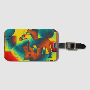 Abstract ART - A HORSE - blue red yellow Luggage Tag