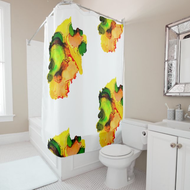 Abstract art alcohol ink yellow green (In Situ)