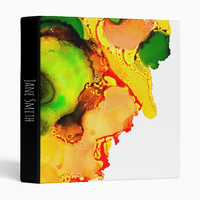 Abstract art alcohol ink yellow green binder (Front/Spine)