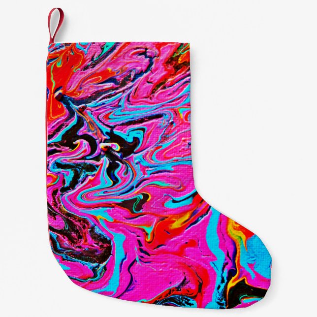  Abstract Art, Background, Hand Painting, Fluid Ar Small Christmas Stocking (Front)