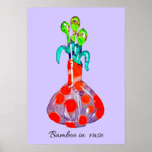 Abstract Art Bamboo Plant in a Vase  Poster