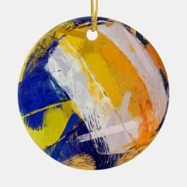 Abstract Art Beach Volleyball Ceramic Ornament (Front)