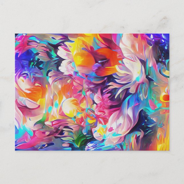 Abstract Art Beautiful And Colourful Floral Postcard (Front)