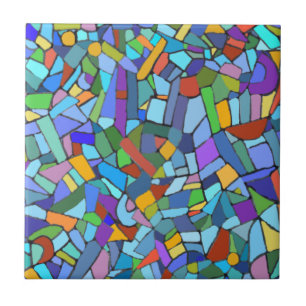 Abstract Art Beautiful Colourful Blue Mosaic Tile
