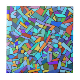 Abstract Art Beautiful Colourful Blue Mosaic Tile