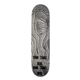abstract art black and white posing lady retro skateboard