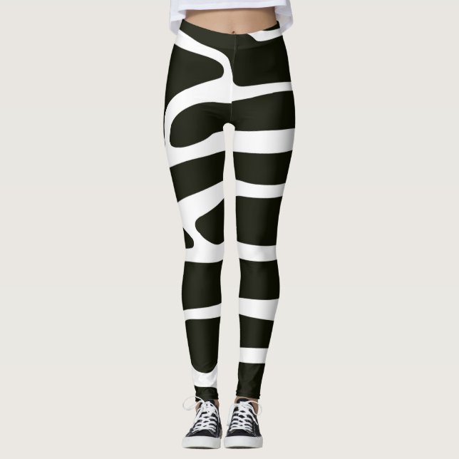 Abstract Art Black and White Yoga Leggings (Front)
