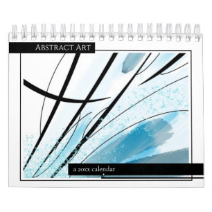 Abstract Art Black Line Modern Artwork Color Calendar