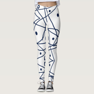 Abstract Art Black White Lines Circles Minimalism Leggings