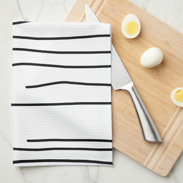 Abstract Art Black White Lines Minimalism Kitchen Towel (Quarter Fold)