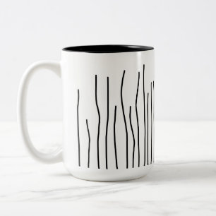 Abstract Art Black White Lines Minimalism Two-Tone Coffee Mug