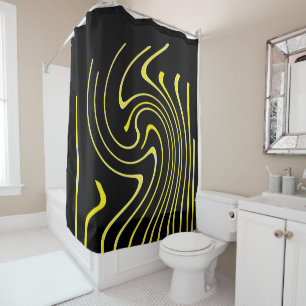 Abstract Art Black White Yellow Lines Minimalism