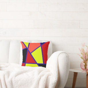 Abstract Art Black Yellow Coral Minimalism Throw Pillow