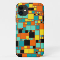 Abstract Art | Black Yellow Orange Blue Squares