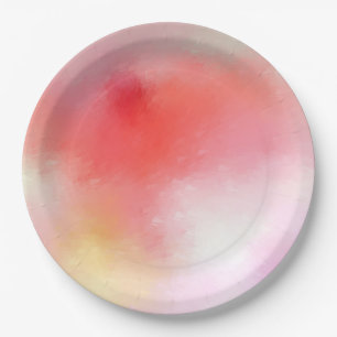 Abstract Art Blank Template Pink Red Orange Yellow Paper Plate