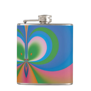Abstract Art Blue Butterfly Hip Flask