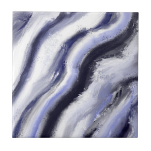 Abstract Art Blue Grey Modern Tile